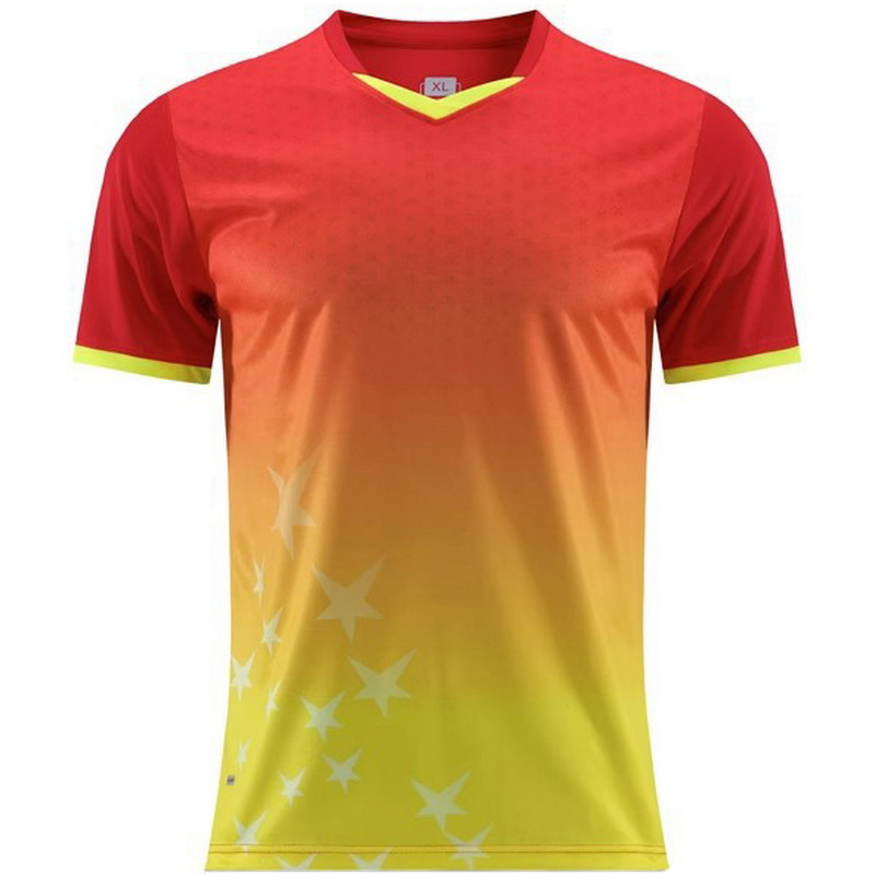 Red/Yellow Fans Sportswear Walking Men's Soccer Shirt