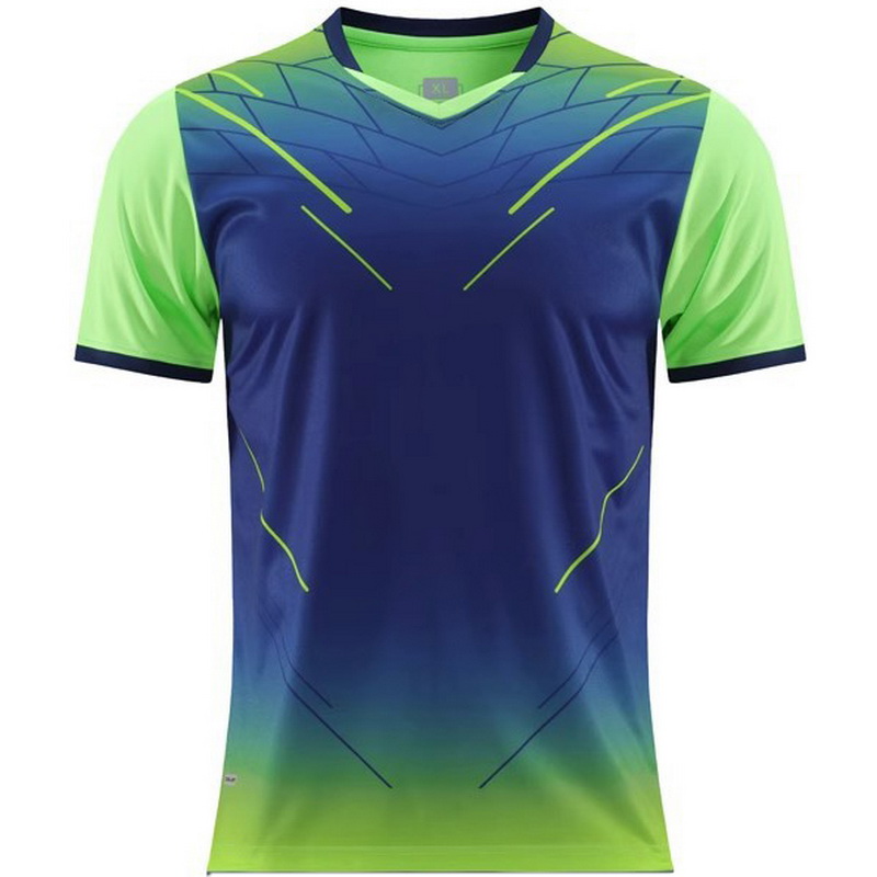 Blue/Green Team Uniform Walking Men's Soccer Shirt