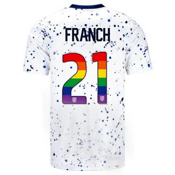 USA Adrianna Franch White 23/24 Pride Men's Soccer Jersey