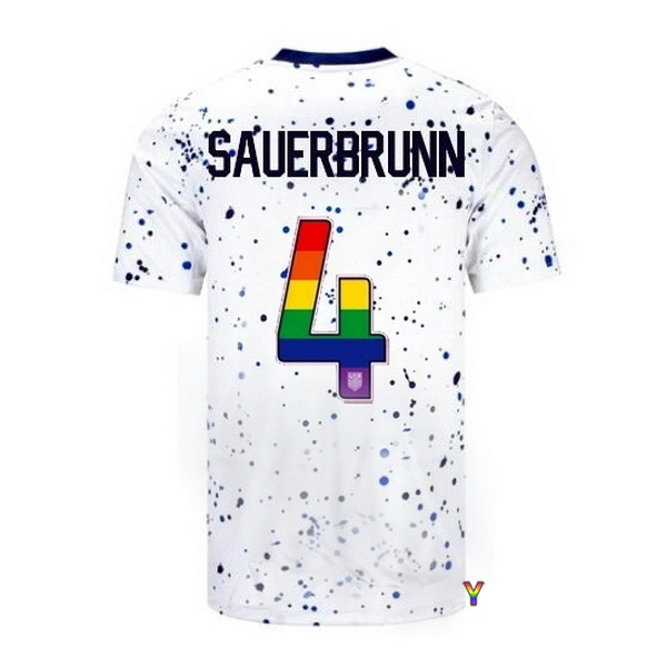 USA Becky Sauerbrunn White 23/24 Pride Youth Soccer Jersey