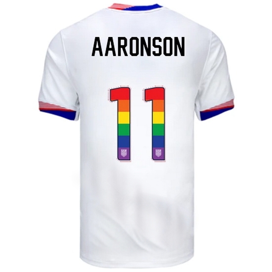 Brenden Aaronson USA White 2024 Pride Men's Soccer Jersey