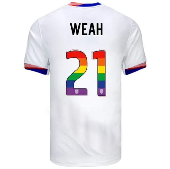 Tim Weah USA White 2024 Pride Men's Soccer Jersey