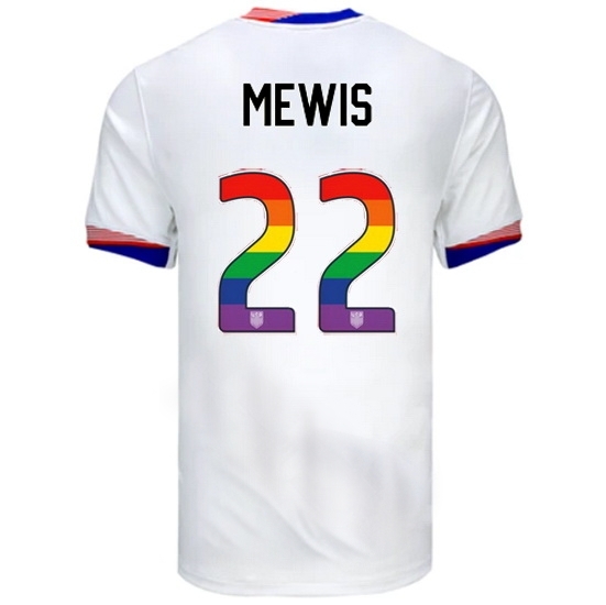 Kristie Mewis USA White 2024 Pride Men's Soccer Jersey