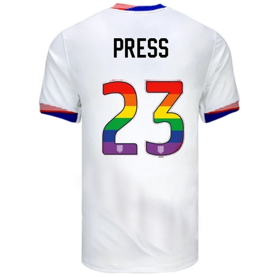 Christen Press USA White 2024 Pride Men's Soccer Jersey