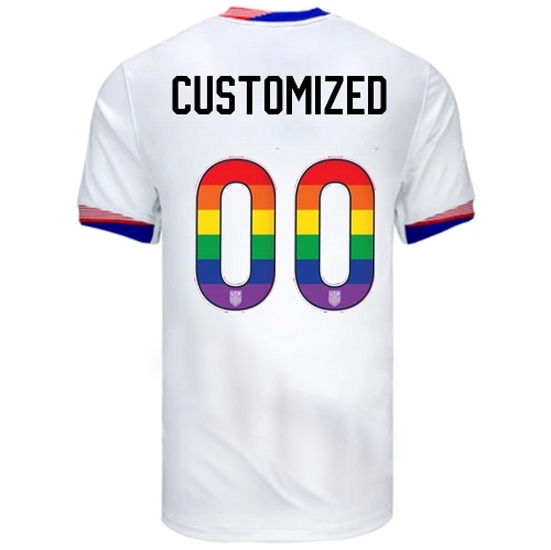 Customized USA White 2024 Pride Men's Soccer Jersey