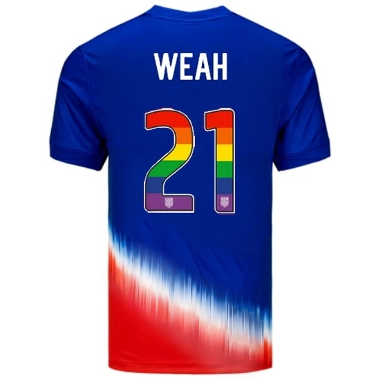 Tim Weah USA Blue/Red 2024 Pride Men's Soccer Jersey