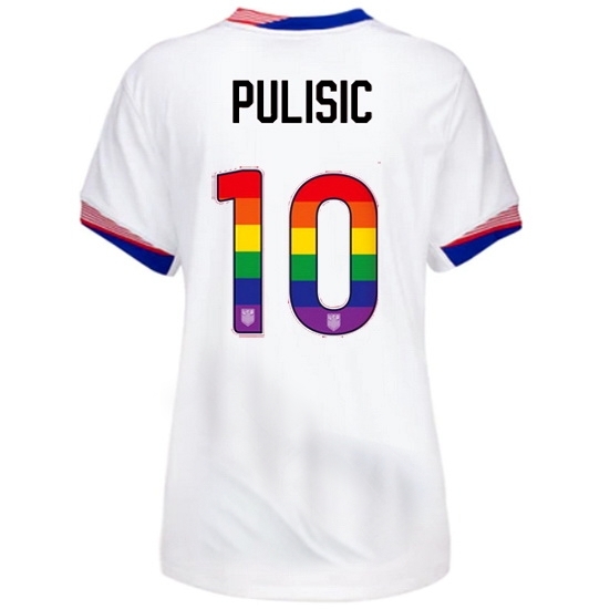 Christian Pulisic USA White 2024 Pride Women's Soccer Jersey