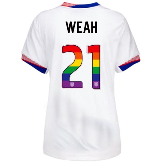 Tim Weah USA White 2024 Pride Women's Soccer Jersey