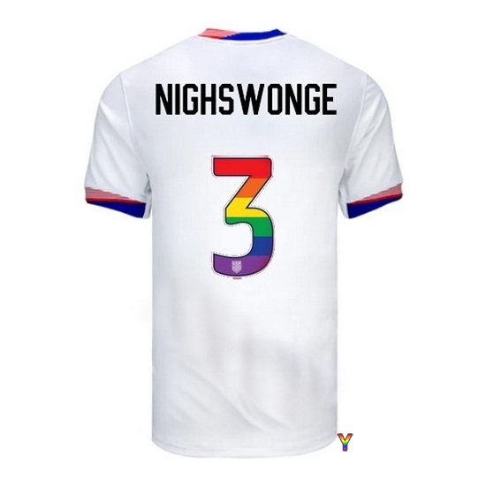 Jenna Nighswonger USA White 2024 Pride Youth Soccer Jersey