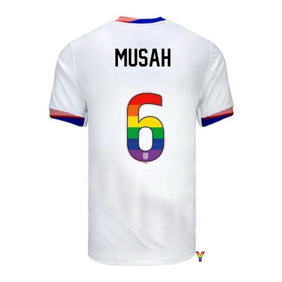 Yunus Musah USA White 2024 Pride Youth Soccer Jersey