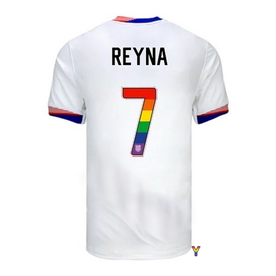 Giovanni Reyna USA White 2024 Pride Youth Soccer Jersey