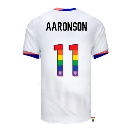 Brenden Aaronson USA White 2024 Pride Youth Soccer Jersey