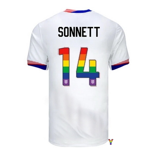 Emily Sonnett USA White 2024 Pride Youth Soccer Jersey