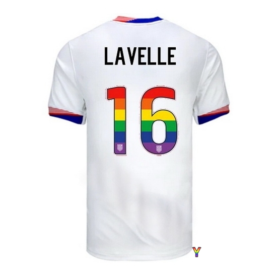 Rose Lavelle USA White 2024 Pride Youth Soccer Jersey