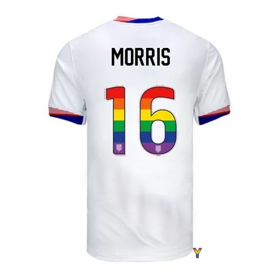 Jordan Morris USA White 2024 Pride Youth Soccer Jersey