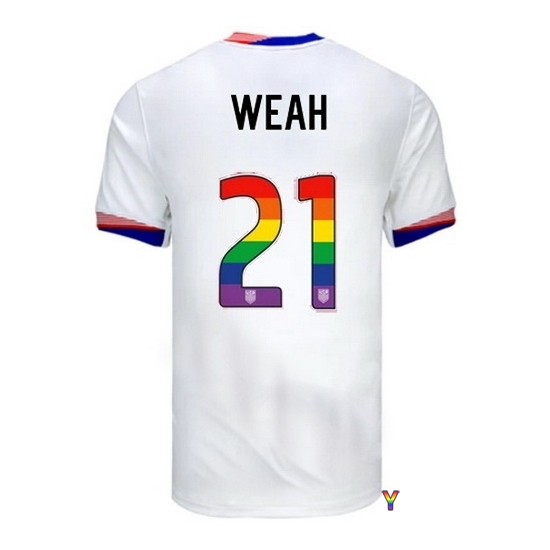 Tim Weah USA White 2024 Pride Youth Soccer Jersey