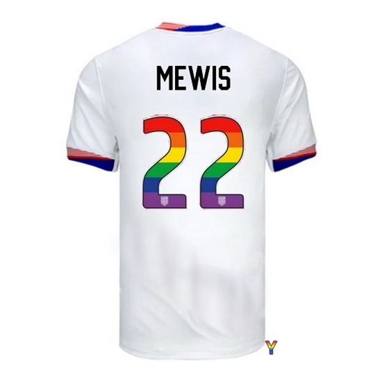 Kristie Mewis USA White 2024 Pride Youth Soccer Jersey