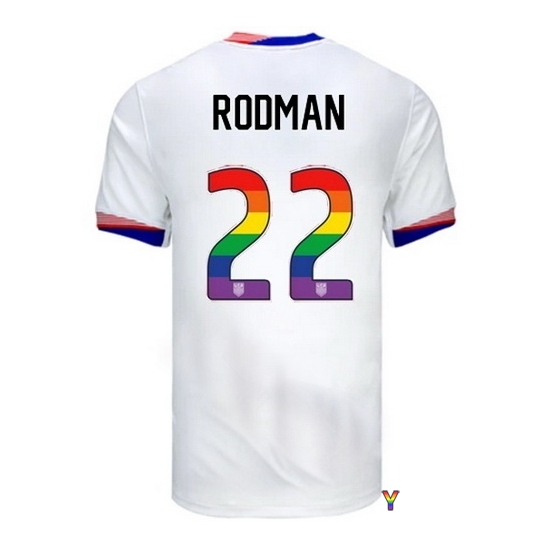 Trinity Rodman USA White 2024 Pride Youth Soccer Jersey