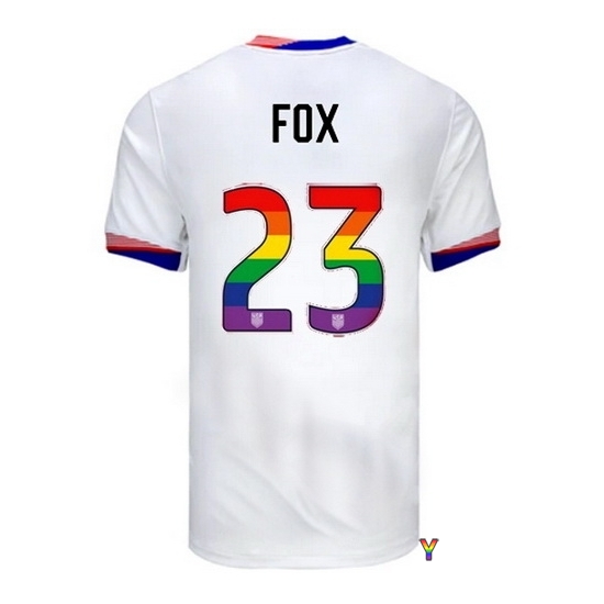 Emily Fox USA White 2024 Pride Youth Soccer Jersey