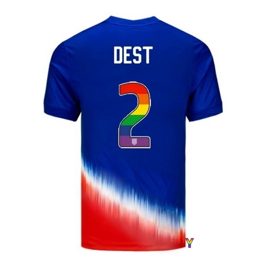 Sergino Dest USA Blue/Red 2024 Pride Youth Soccer Jersey