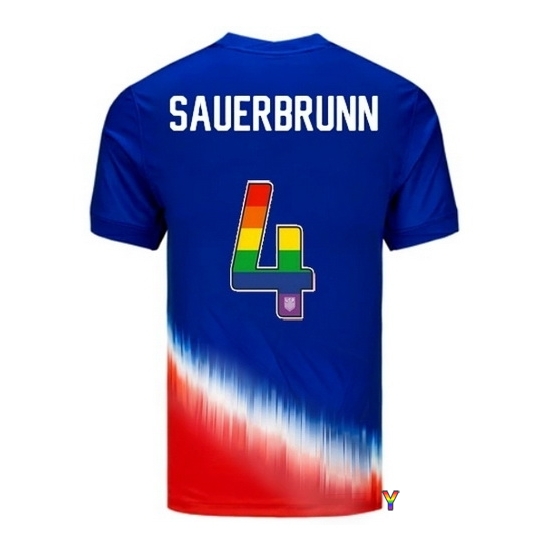 Becky Sauerbrunn USA Blue/Red 2024 Pride Youth Soccer Jersey