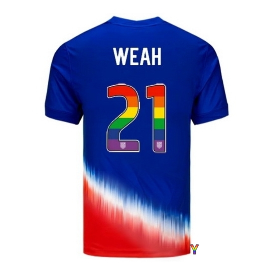 Tim Weah USA Blue/Red 2024 Pride Youth Soccer Jersey