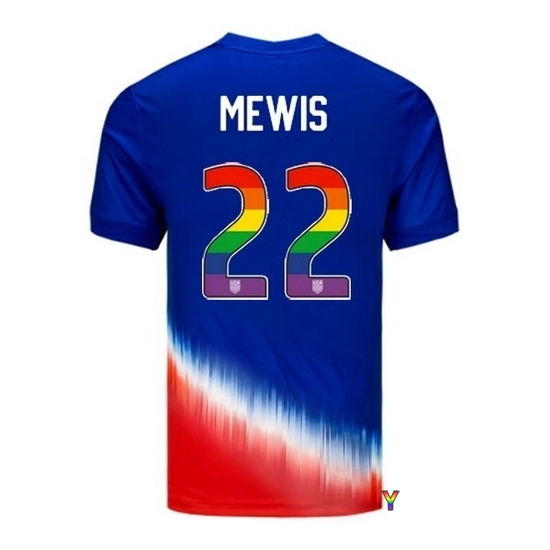 Kristie Mewis USA Blue/Red 2024 Pride Youth Soccer Jersey